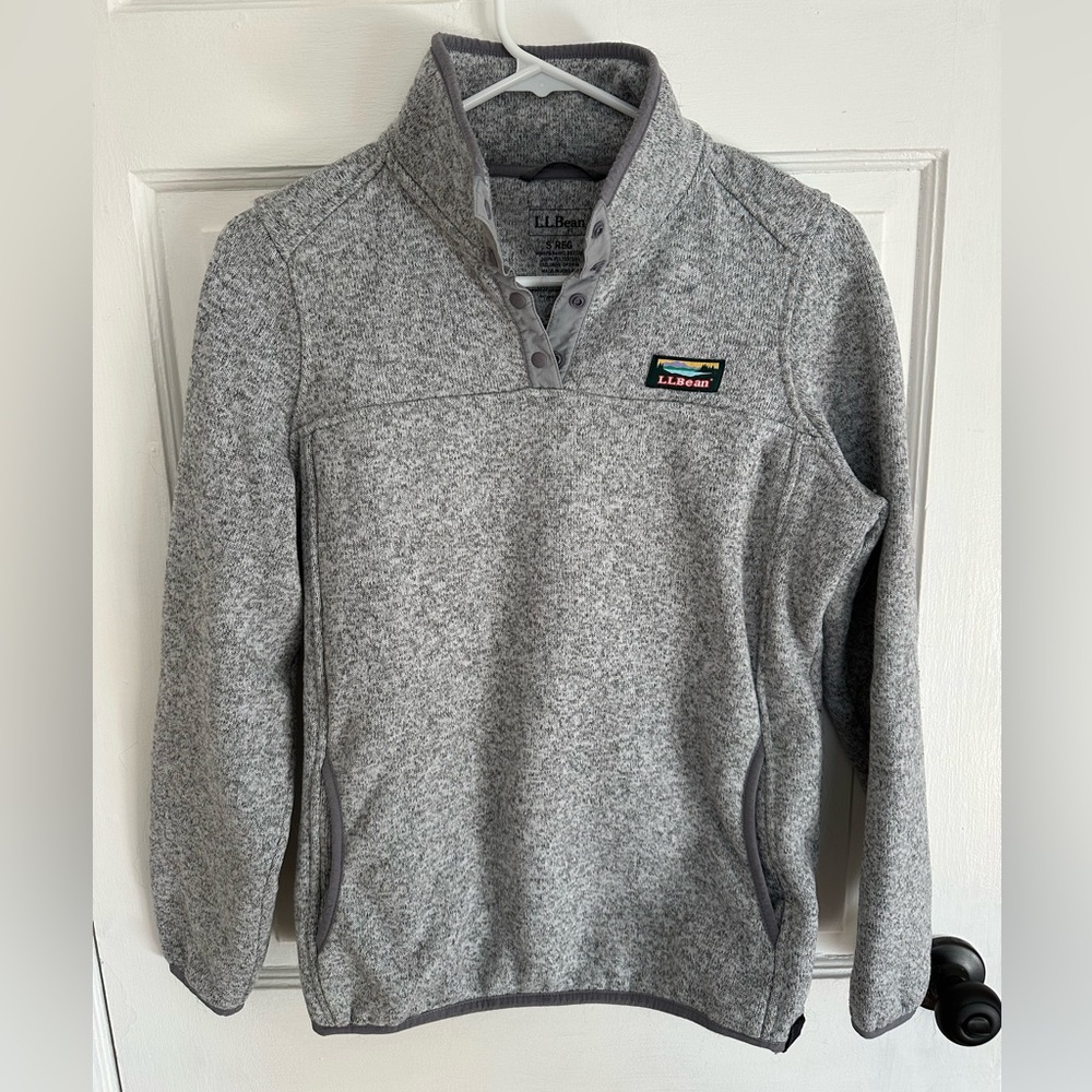L.L. Bean Heathered Gray Fleece Pullover Sweater